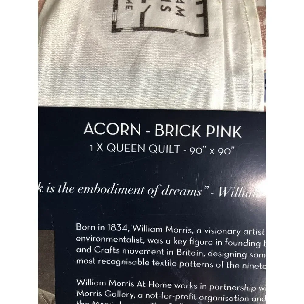 WILLIAM MORRIS Acorn Brick Floral Queen Quilt Coverlet